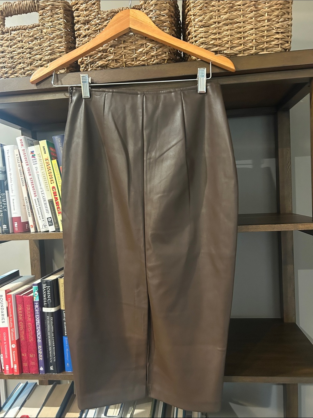 Abercrombie & Fitch Brown Faux Leather Pencil Skirt - Picture 2 of 3